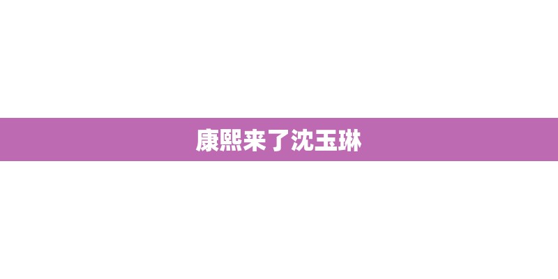 康熙来了沈玉琳